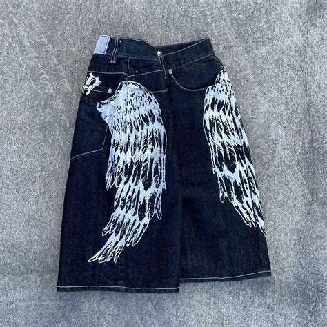 Y2K Angel Wing Jorts Grunge Skater Y2K Royal Depop