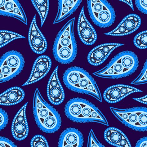 Premium Vector | Blue Paisley seamless pattern, background