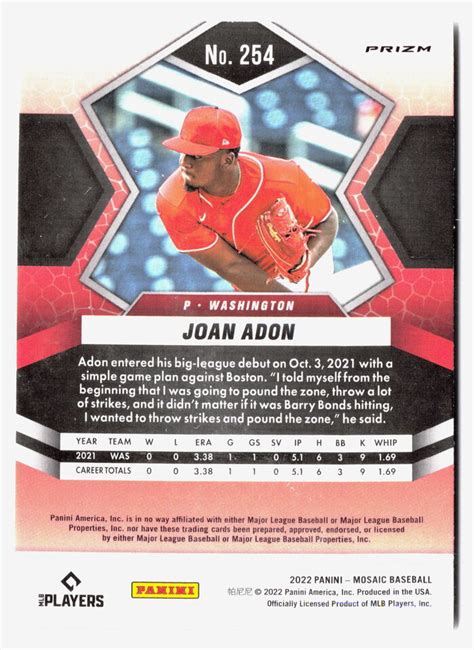 2022 Panini Mosaic Joan Adon Mosaic Rookie RC Washington Nationals 254