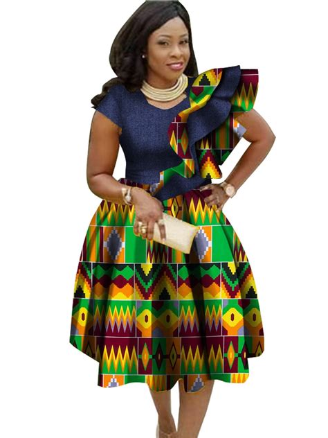 Bintarealwax African Dresses For Women Summer Dashiki Print Floral