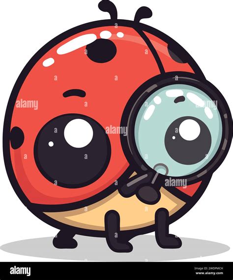 Cute Ladybug Character With Magnifying Glass Vector Illustration Stock Vector Image And Art Alamy