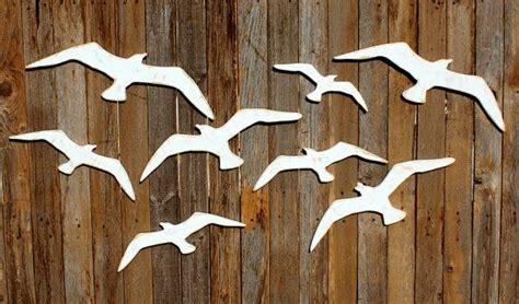 Seagulls Flock Of Seagulls Wooden Seagull Coastal Wall Decor Rustic