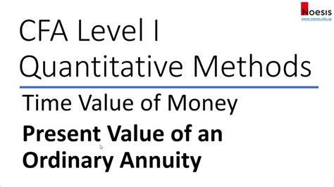 CFA Level 1 Quantitative Methods Present Value Of Ordinary Annuity