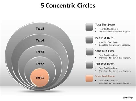 5 Concentric Circles Slides Diagrams Templates Powerpoint Info Graphics