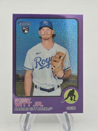 2022 Topps Heritage High Number Bobby Witt Jr Purple Refractor 520 RC