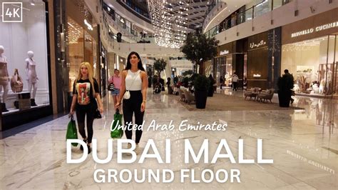 Dubai Mall Walking Tour 4k Mall Walk Ground Floor 60fps Youtube