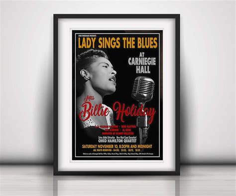 Billie Holiday 1956 Carnegie Hall Concert Print And Poster Etsy Lady Sings The Blues Billie