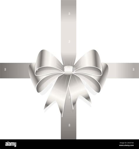 EPS 10 Vector Illustration Of Silver Colored Ribbon Bow Isolated On