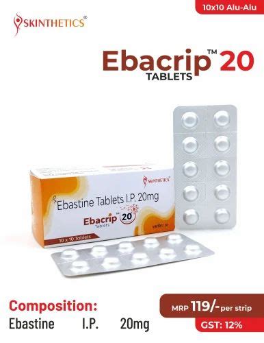 Ebastine I P 20mg Tablets At Rs 119 Stripe Pharmaceutical Capsules