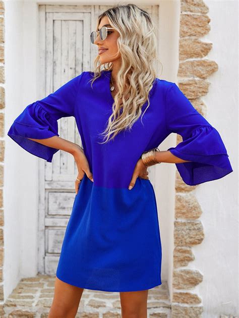 Layered Flounce Sleeve Tunic Dress SHEIN USA