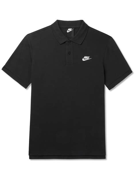 Nike Logo Embroidered Cotton Piqu Polo Shirt Black S Nike