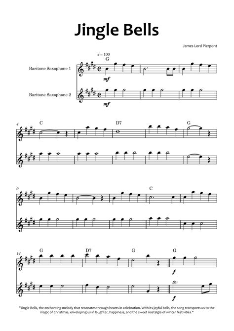 Jingle Bells Arr Glauco Fernandes By James Lord Pierpont Sheet Music For Baritone Sax Duet At