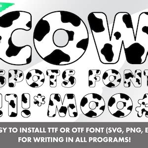 Cow Font Svg Cow Spots Svg Cow Svg Alphabet Cow Letters Svg Installable