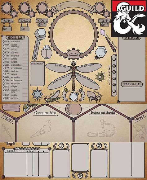 Custom Dnd Character Sheet Insect Artificer Dungeon Masters Guild