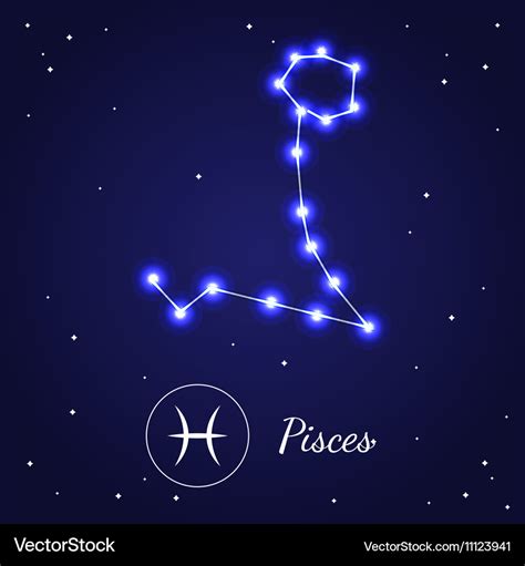 Pices Zodiac Sign Stars On The Cosmic Sky Vector Image