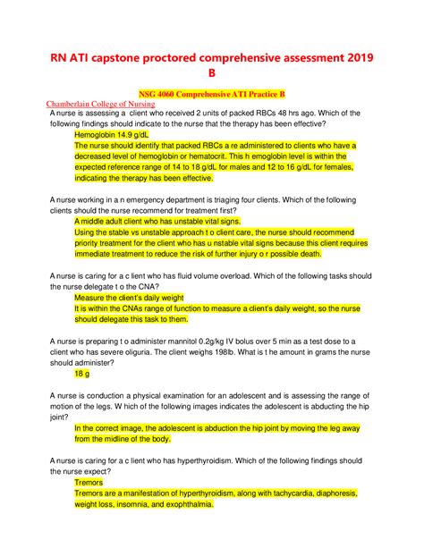 Rn Ati Capstone Proctored Comprehensive Assessment 2019 B Browsegrades