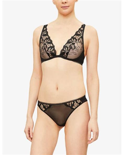 Maison Lejaby Sin Mesh Triangle Bra In Black Lyst