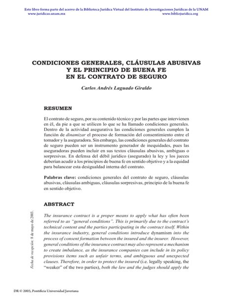 condiciones generales cláusulas abusivas y el principio de