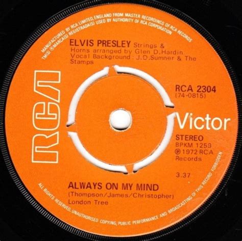 Elvis Presley Always On My Mind 1972 Push Out Centre Vinyl Discogs