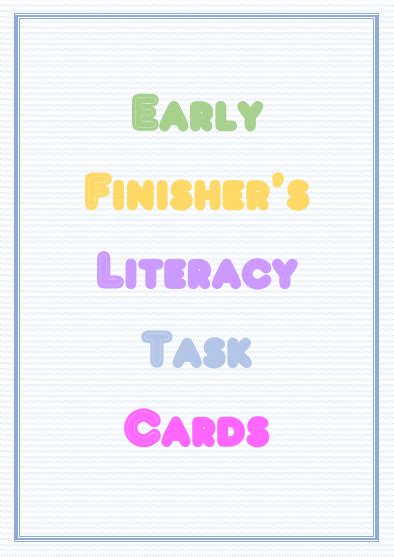 Mash Literacy Cards Early Finishers