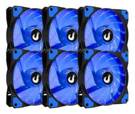 6 Cooler Ventoinha Fan Pc Gabinete Rise Mode 120mm Led Azul Frete grátis