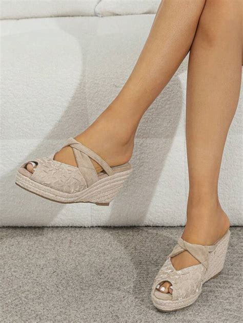 Women Twist Detail Peep Toe Espadrille Shoes Vacation Outdoor Court