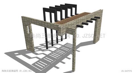 现代廊架景观亭子su模型z1 71su模型 标识标牌su模型