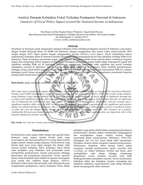 Analisis Dampak Kebijakan Fiskal Terhadap