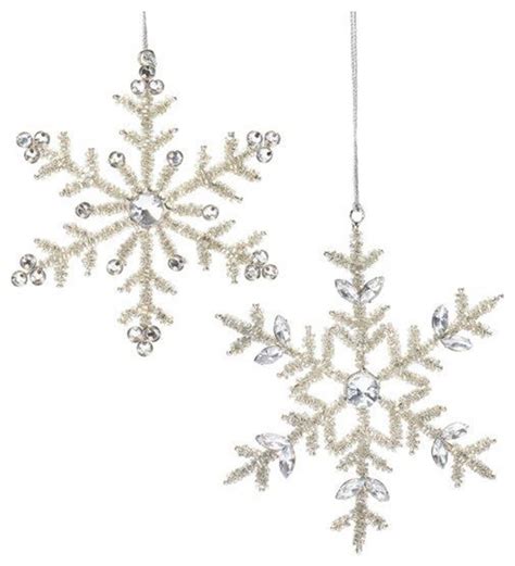 Jeweled Metal Snowflake Ornament Set Of 12 Christmas Ornaments By