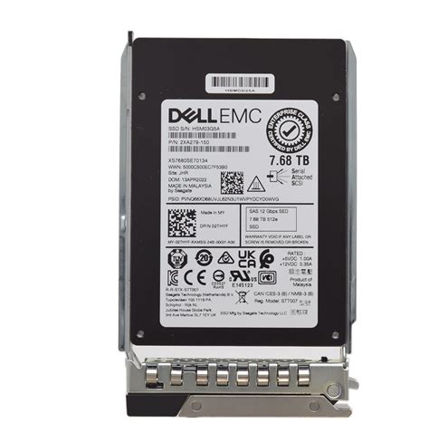 Dell 2THYF 7 68Tb SED SAS 12Gbps Read Intensive 1DWPD 2 5Inch SSD