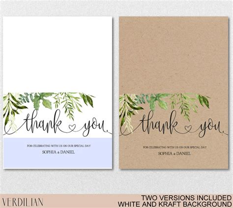 Rustic Thank You Card Template Printable Folded Thank You Etsy