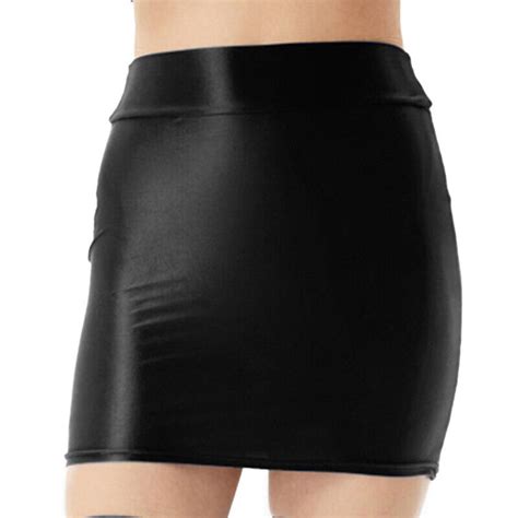 Mini Jupe Crayon Moulante Taille Haute Pour Femme Sexy Brillante Tenue