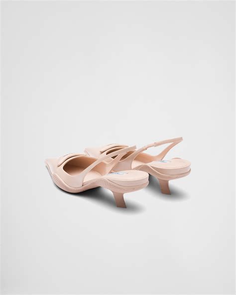 Powder Pink Brushed Leather Slingback Pumps Prada