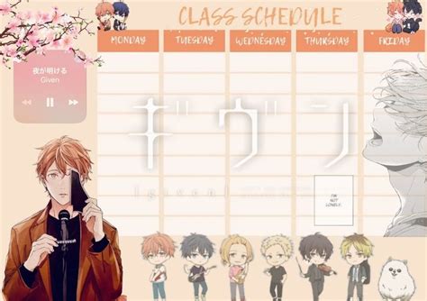 Given Timetable ♡ by Me | Sticker collection, Anime, Manga