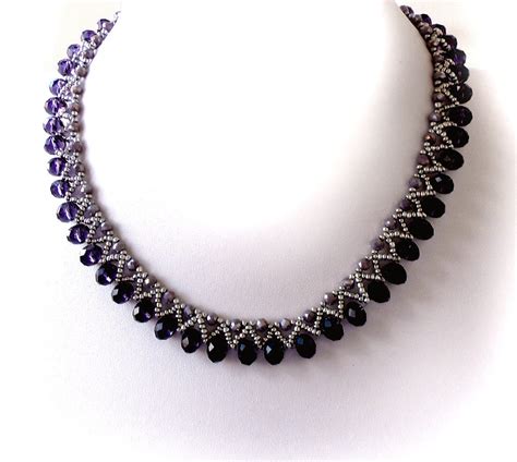 Crystal Necklace Bead Weaved Necklace Amethyste Color