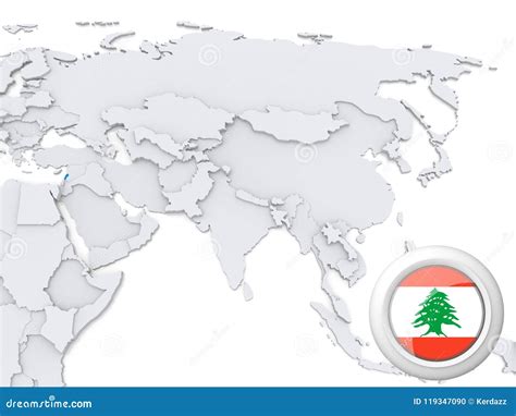 Lebanon on map of Asia stock illustration. Illustration of nation ...