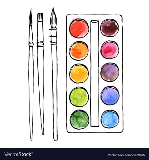 Art palette with paints Royalty Free Vector Image