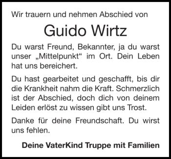 Traueranzeigen Von Guido Wirtz Aachen Gedenkt