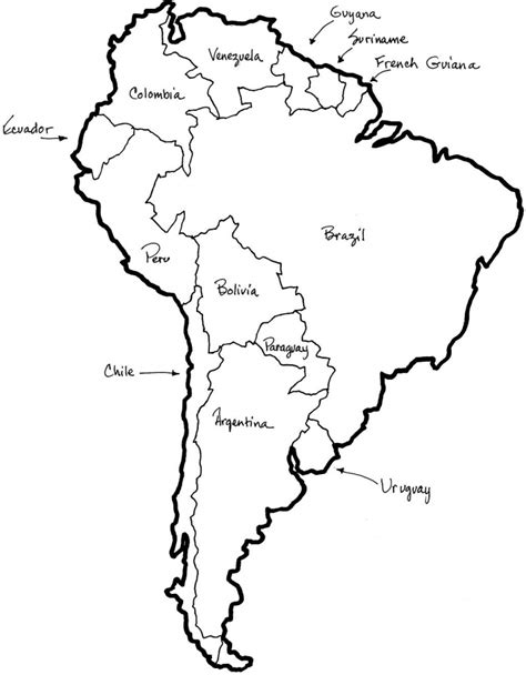 Map Of South America Printable