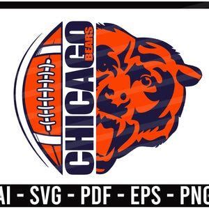 An Orange And Blue Chicago Bears Football Logo