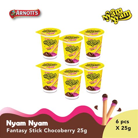 Jual Arnotts Nyam Nyam Fantasy Stick Chocoberry 25 Gr X 6 Shopee