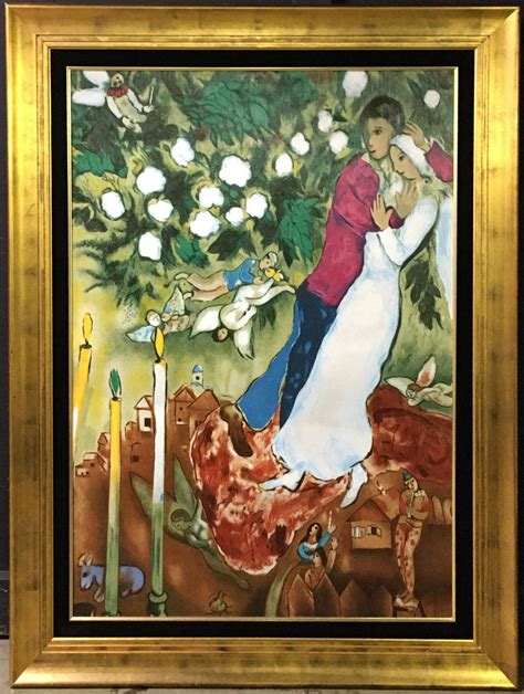 Bid Now Large Chagall Print On Canvas Three Candles June 4 0122 10