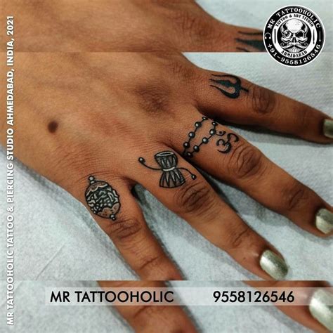 Damru Rudraksh Om Trishul Tattoodesign Fingertattoo Tattkks