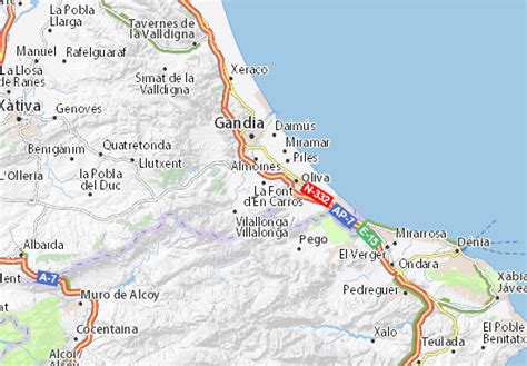 Mapa Michelin La Font Den Carròs Mapa La Font Den Carròs Viamichelin