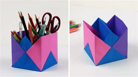 Easy Paper Penpencil Holder How To Make A Paper Pencil Stand