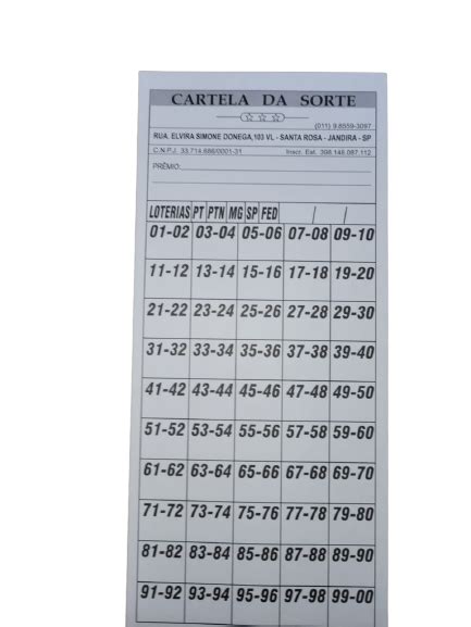 Cartela De Rifa Numeros Em Oferta