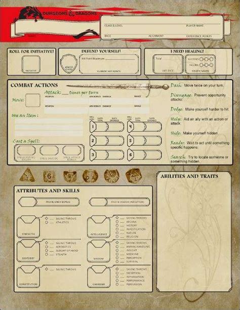 D&D 5E New Player Character Sheet - Dungeon Masters Guild | Dungeon Masters Guild