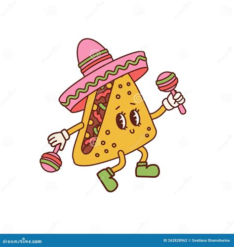 Linda Mascota Quesadilla Con Sombrero Mexicano Y Arte Clip De Maracas