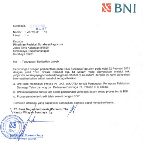 Bni Klaim Kredit Macet Rp 53 M Sudah Sesuai Sop