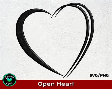 Open Heart Svg Heart Shape Svg Heart Outline Svg Png Cut Etsy